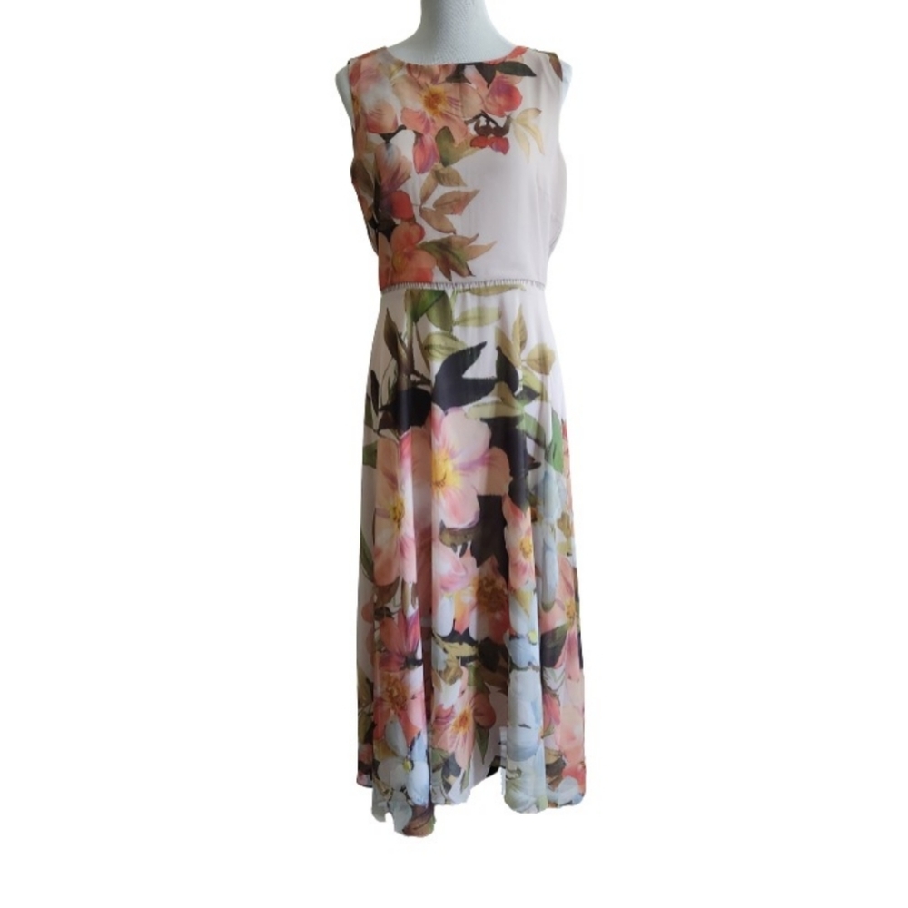 ⬇️T Tahari Floral Print Sleeveless Midi Dress - Picture 2 of 14